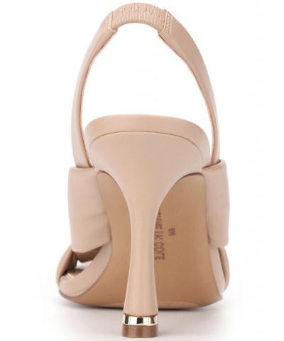 Women's Blanche Knot Slingback Heeled Dress Sandals Brown $50.31 Shoes