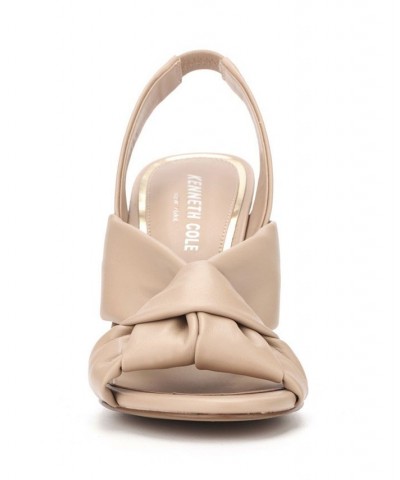 Women's Blanche Knot Slingback Heeled Dress Sandals Brown $50.31 Shoes