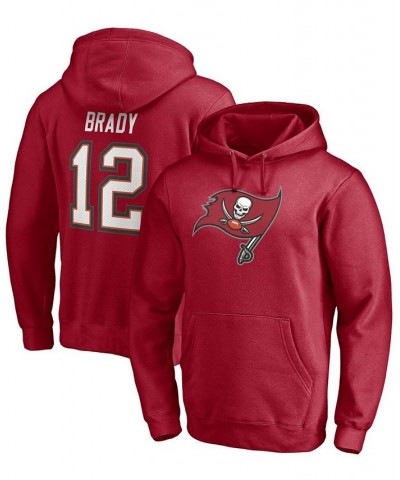 Men's Tom Brady Red Tampa Bay Buccaneers Player Icon Name and Number Pullover Hoodie $34.31 Sweatshirt