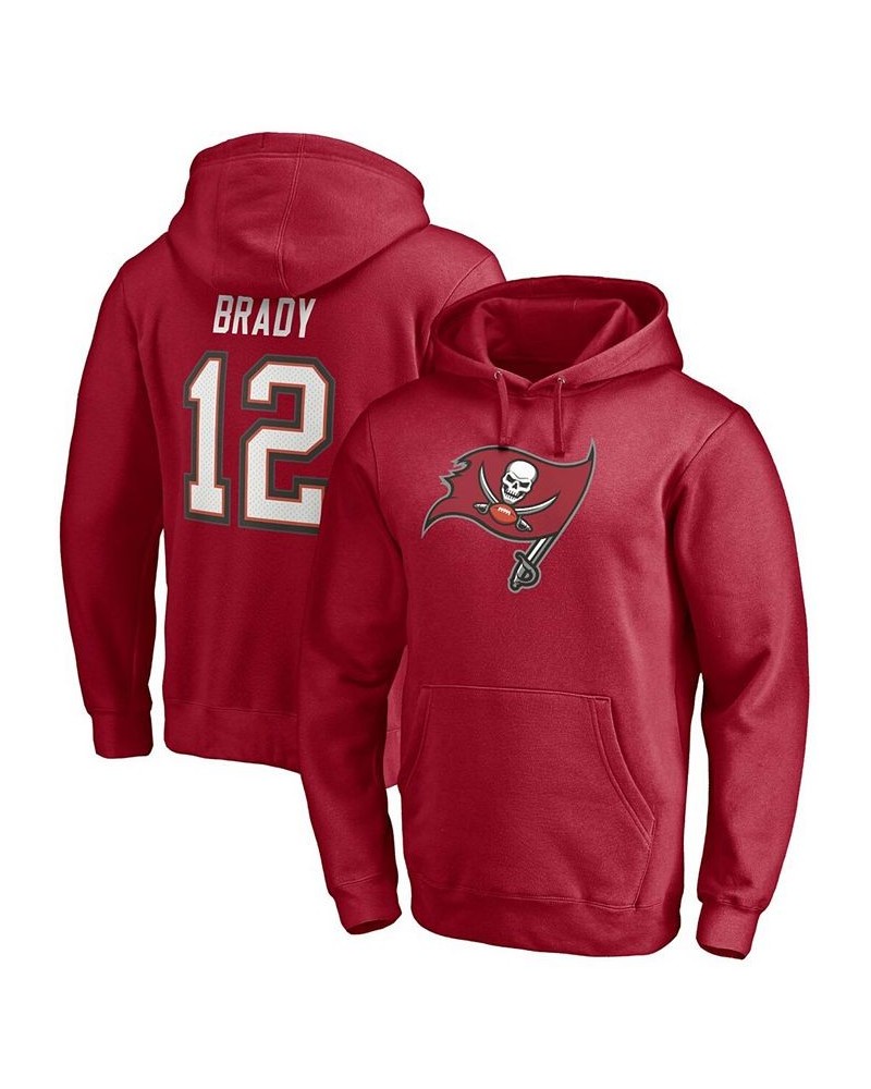 Men's Tom Brady Red Tampa Bay Buccaneers Player Icon Name and Number Pullover Hoodie $34.31 Sweatshirt