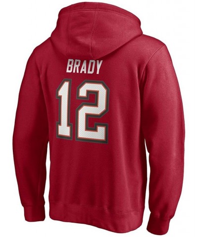 Men's Tom Brady Red Tampa Bay Buccaneers Player Icon Name and Number Pullover Hoodie $34.31 Sweatshirt