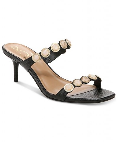 Palma Mid-Heel Embellished Dress Sandals Black $65.60 Shoes