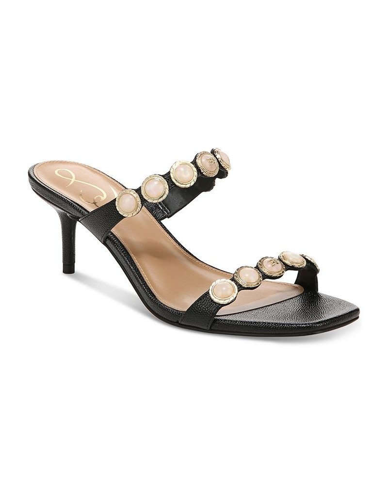 Palma Mid-Heel Embellished Dress Sandals Black $65.60 Shoes