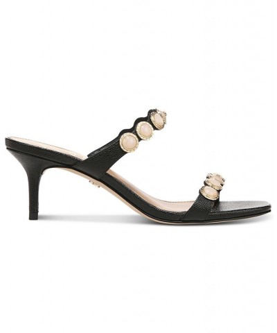 Palma Mid-Heel Embellished Dress Sandals Black $65.60 Shoes