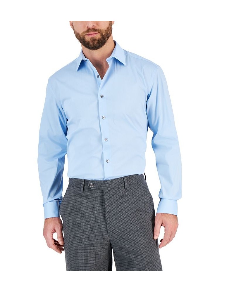 Men's Regular Fit 2-Way Stretch Stain Resistant Dress Shirt Blue $20.66 Dress Shirts