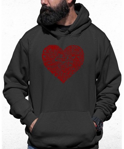 Men's Country Music Heart Word Art Hooded Sweatshirt Gray $31.79 Sweatshirt