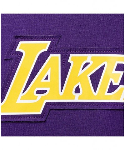 Men's Purple and Black Los Angeles Lakers Linear Logo Comfy Colorblock Tri-Blend Pullover Hoodie $28.52 Sweatshirt