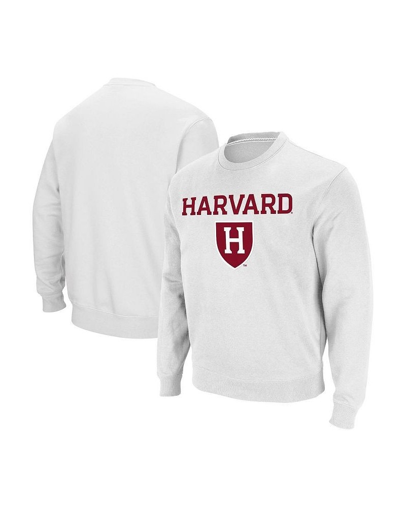 Men's White Harvard Crimson Team Arch Logo Tackle Twill Pullover Sweatshirt $22.56 Sweatshirt