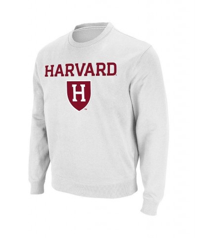 Men's White Harvard Crimson Team Arch Logo Tackle Twill Pullover Sweatshirt $22.56 Sweatshirt