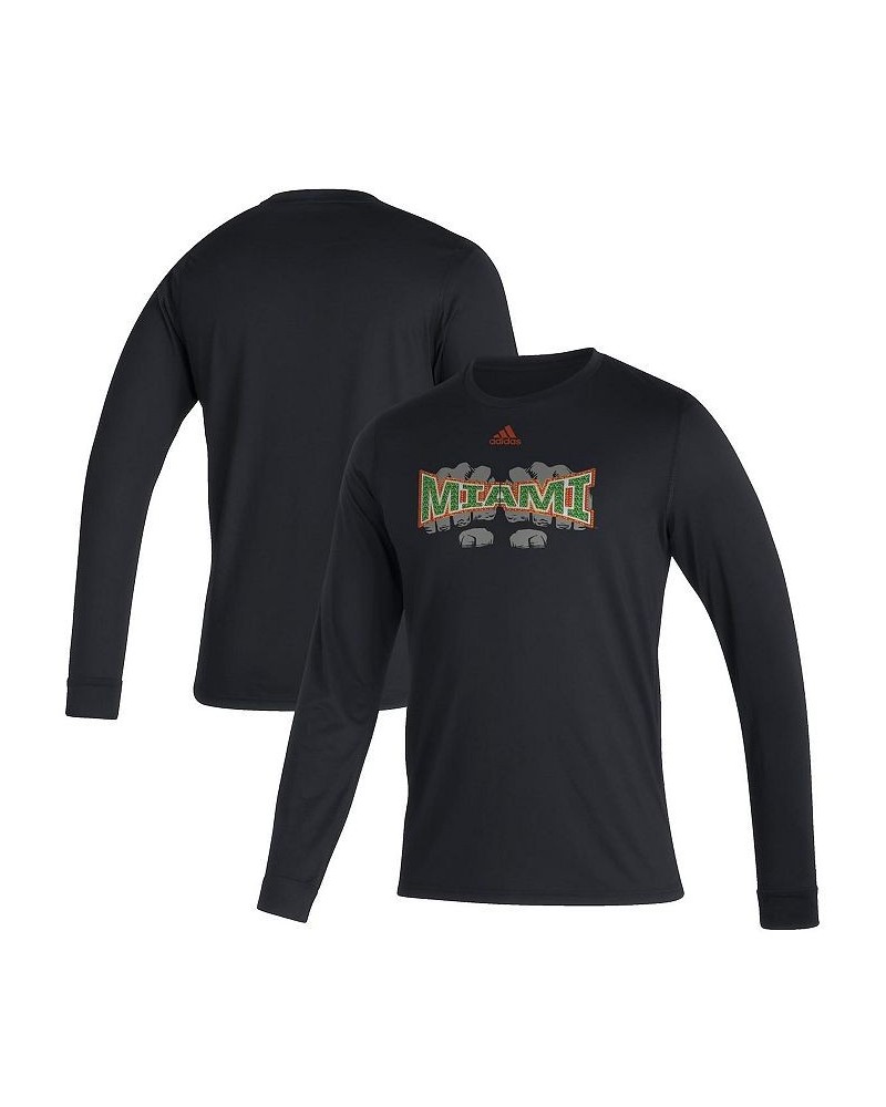 Men's Black Miami Hurricanes Touchdown Ring Creator Long Sleeve T-shirt $25.99 T-Shirts