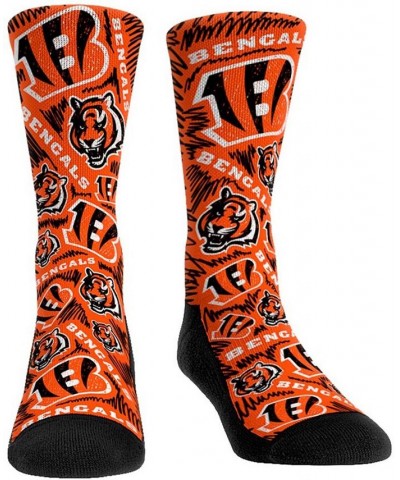 Men's Cincinnati Bengals Logo Sketch Multi Crew Socks $10.50 Socks