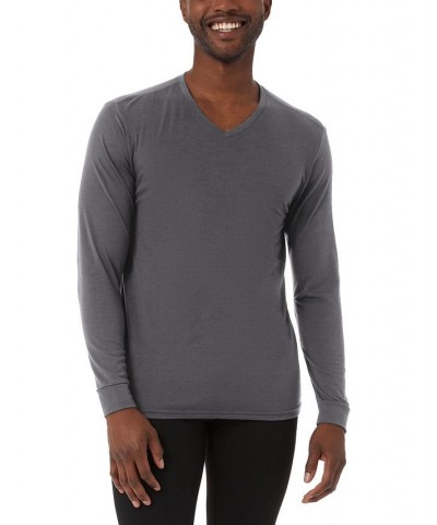 Men's Heat Plus V-Neck Long-Sleeve Thermal Shirt Gray $12.68 Pajama