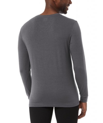 Men's Heat Plus V-Neck Long-Sleeve Thermal Shirt Gray $12.68 Pajama