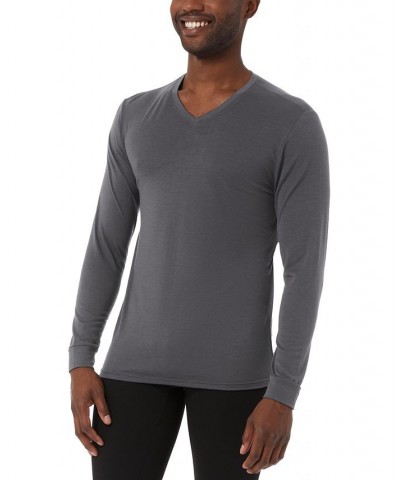 Men's Heat Plus V-Neck Long-Sleeve Thermal Shirt Gray $12.68 Pajama