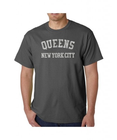 Mens Word Art T-Shirt - Queens NY Neighborhoods Gray $17.84 T-Shirts