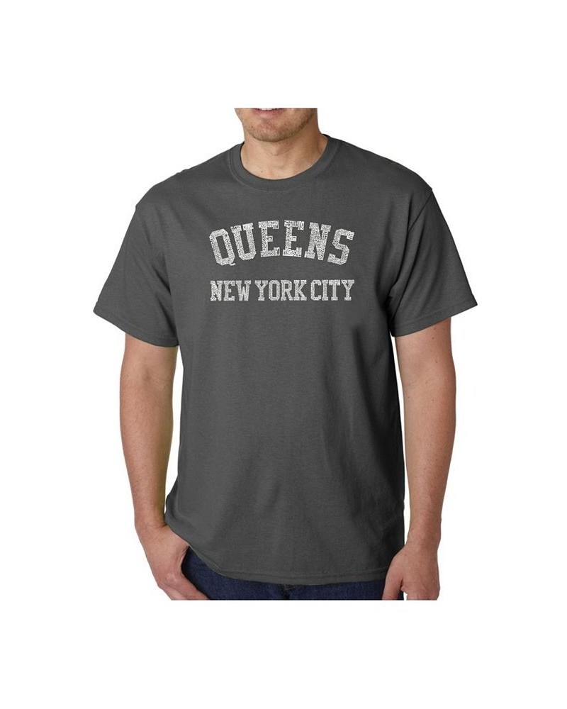 Mens Word Art T-Shirt - Queens NY Neighborhoods Gray $17.84 T-Shirts