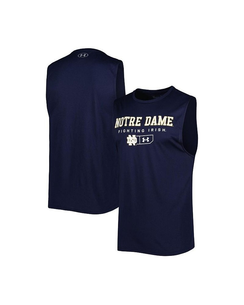 Men's Navy Notre Dame Fighting Irish Logo Lockup Tech Sleeveless T-shirt $20.70 T-Shirts