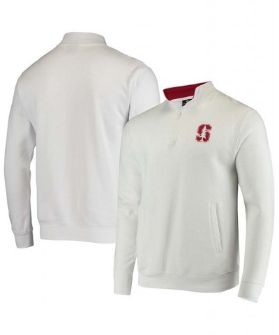 Men's White Stanford Cardinal Tortugas Logo Quarter-Zip Jacket $31.19 Sweatshirt