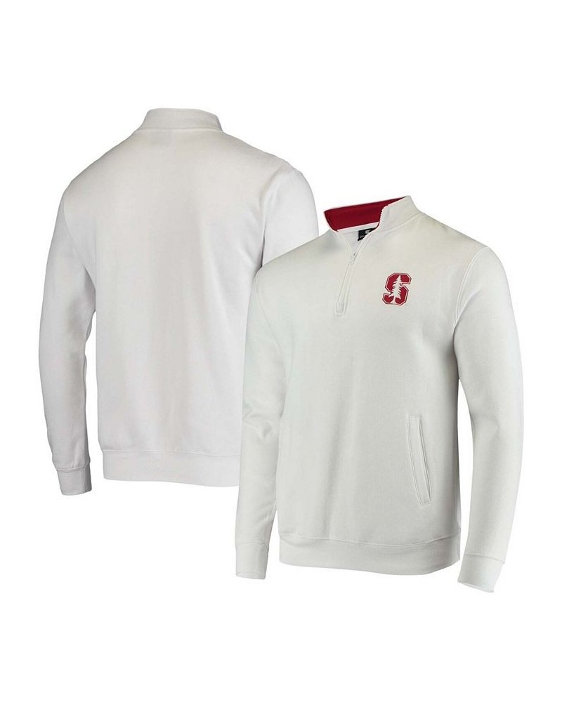 Men's White Stanford Cardinal Tortugas Logo Quarter-Zip Jacket $31.19 Sweatshirt