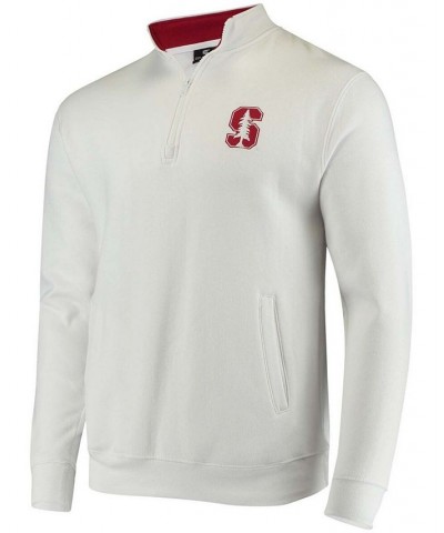 Men's White Stanford Cardinal Tortugas Logo Quarter-Zip Jacket $31.19 Sweatshirt