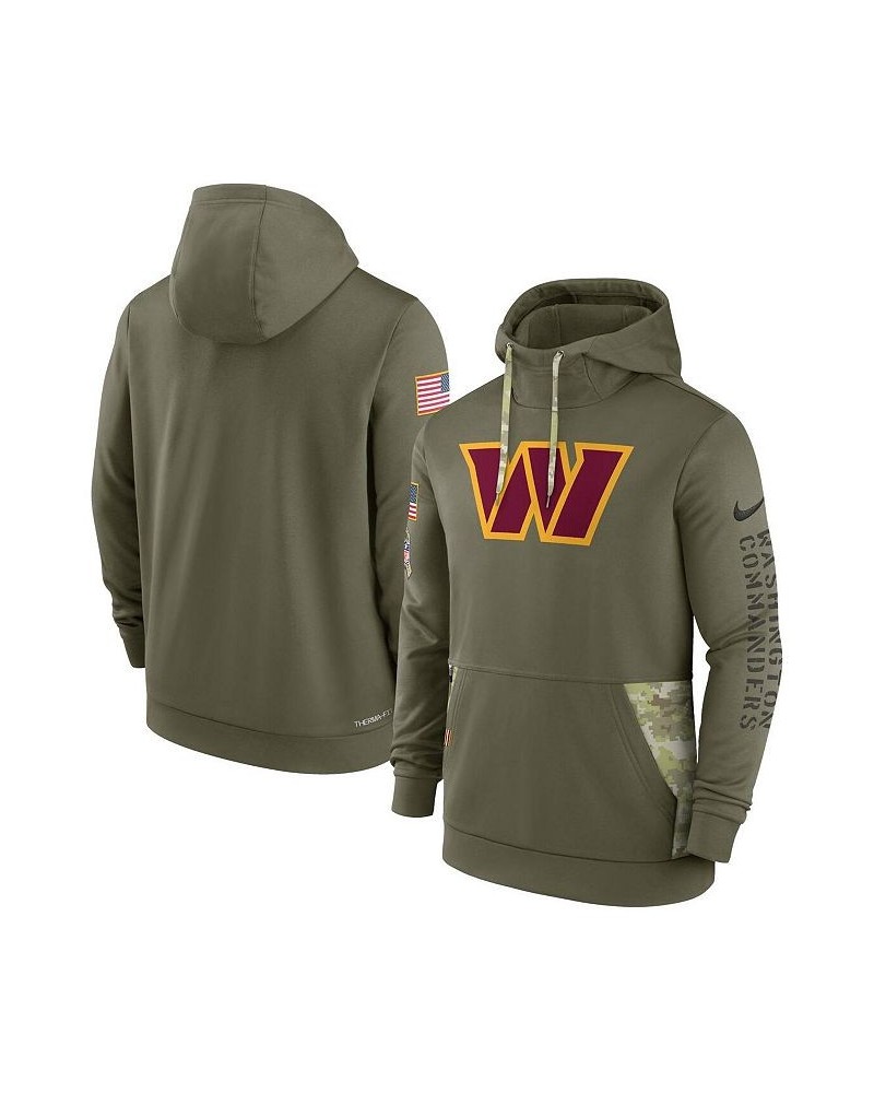 Men's Olive Washington Commanders 2022 Salute to Service Therma Performance Pullover Hoodie $49.50 Sweatshirt