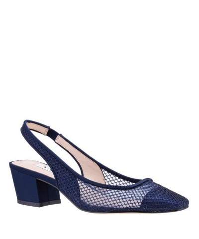 Women's Jozi Slingback Block Heel Evening Pump Blue $40.94 Shoes