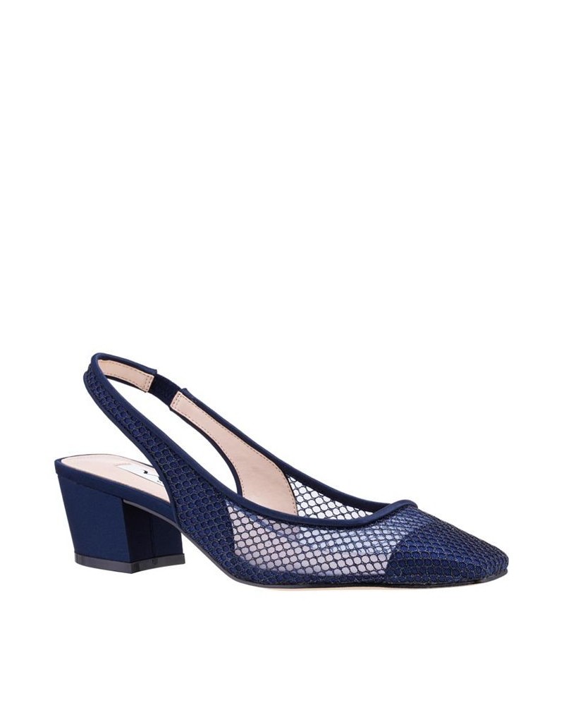 Women's Jozi Slingback Block Heel Evening Pump Blue $40.94 Shoes