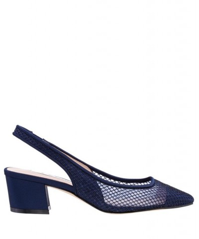 Women's Jozi Slingback Block Heel Evening Pump Blue $40.94 Shoes