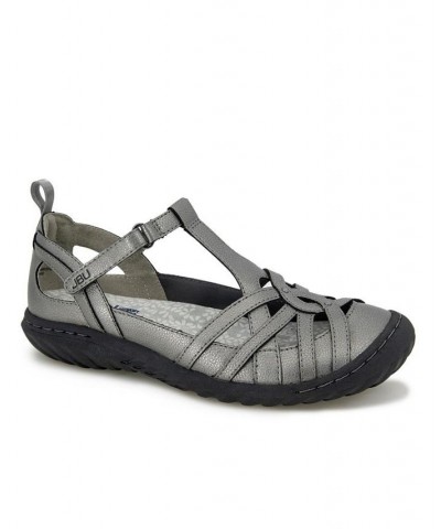 Women's Dove Flat Sandals Gray $35.60 Shoes