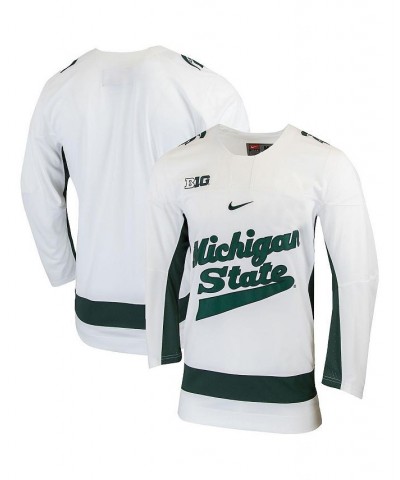 Men's White Michigan State Spartans Replica College Hockey Jersey $50.40 Jersey