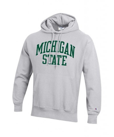 Men's Heathered Gray Michigan State Spartans Team Arch Reverse Weave Pullover Hoodie $48.44 Sweatshirt