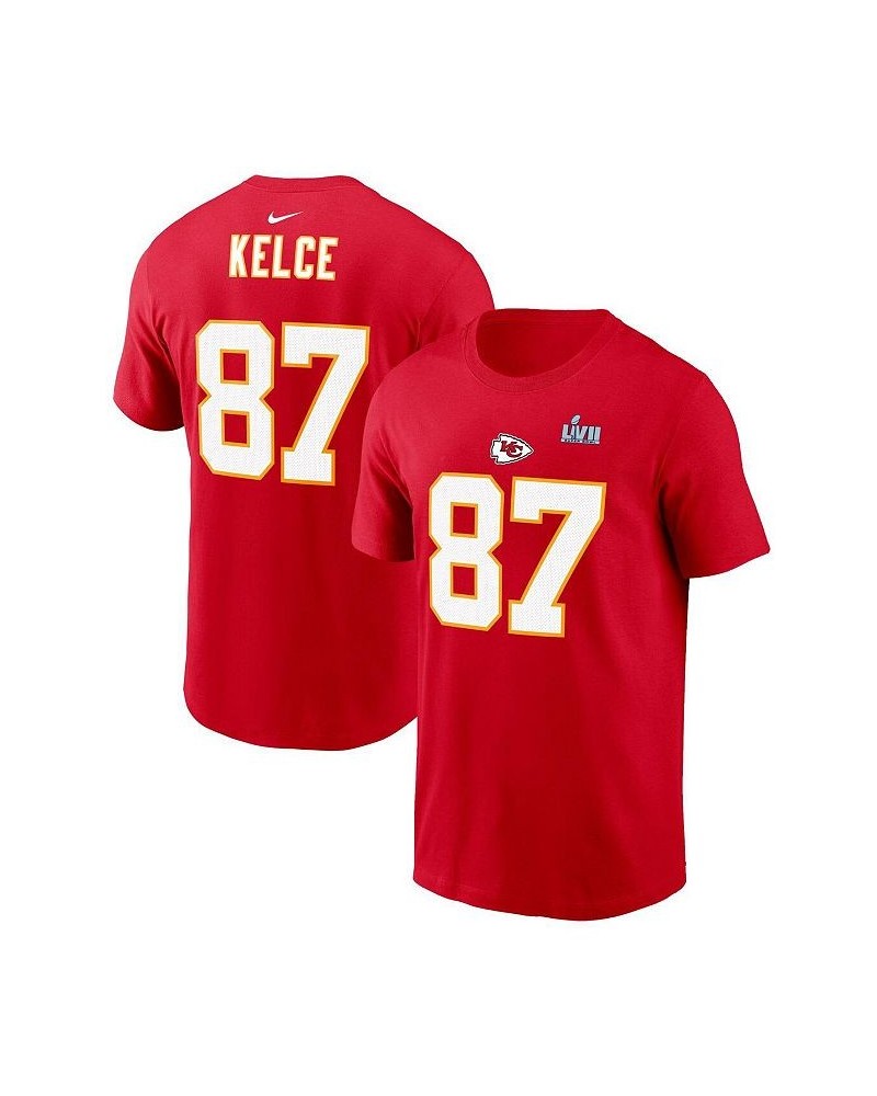 Men's Travis Kelce Red Kansas City Chiefs Super Bowl LVII Name and Number T-shirt $27.04 T-Shirts