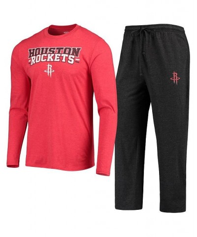 Men's Black, Red Houston Rockets Long Sleeve T-shirt and Pants Sleep Set $27.50 Pajama