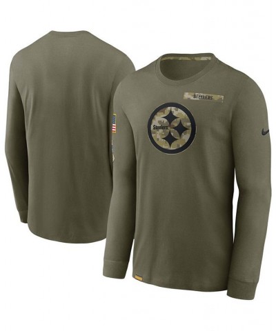 Men's Olive Pittsburgh Steelers 2021 Salute To Service Performance Long Sleeve T-Shirt $19.78 T-Shirts