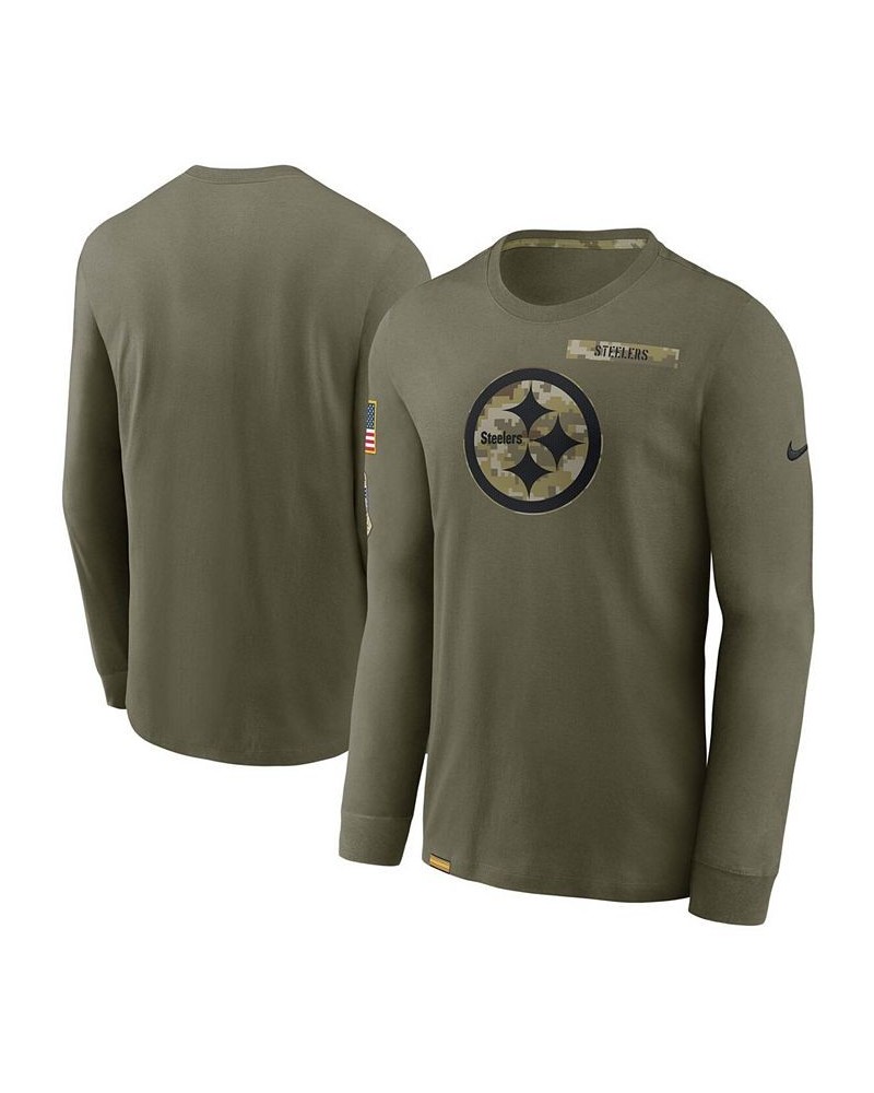 Men's Olive Pittsburgh Steelers 2021 Salute To Service Performance Long Sleeve T-Shirt $19.78 T-Shirts