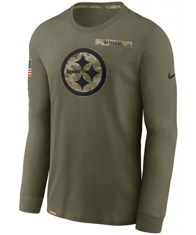 Men's Olive Pittsburgh Steelers 2021 Salute To Service Performance Long Sleeve T-Shirt $19.78 T-Shirts