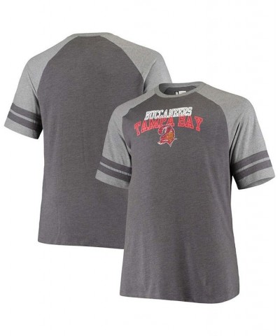 Men's Big and Tall Black, Heathered Gray Tampa Bay Buccaneers Throwback 2-Stripe Raglan T-shirt $22.39 T-Shirts