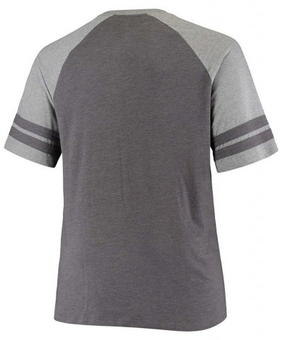 Men's Big and Tall Black, Heathered Gray Tampa Bay Buccaneers Throwback 2-Stripe Raglan T-shirt $22.39 T-Shirts