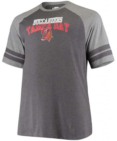 Men's Big and Tall Black, Heathered Gray Tampa Bay Buccaneers Throwback 2-Stripe Raglan T-shirt $22.39 T-Shirts