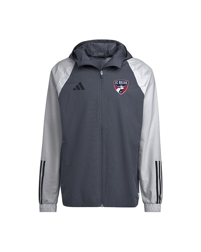 Men's Charcoal FC Dallas All-Weather Raglan Hoodie Full-Zip Jacket $44.40 Jackets