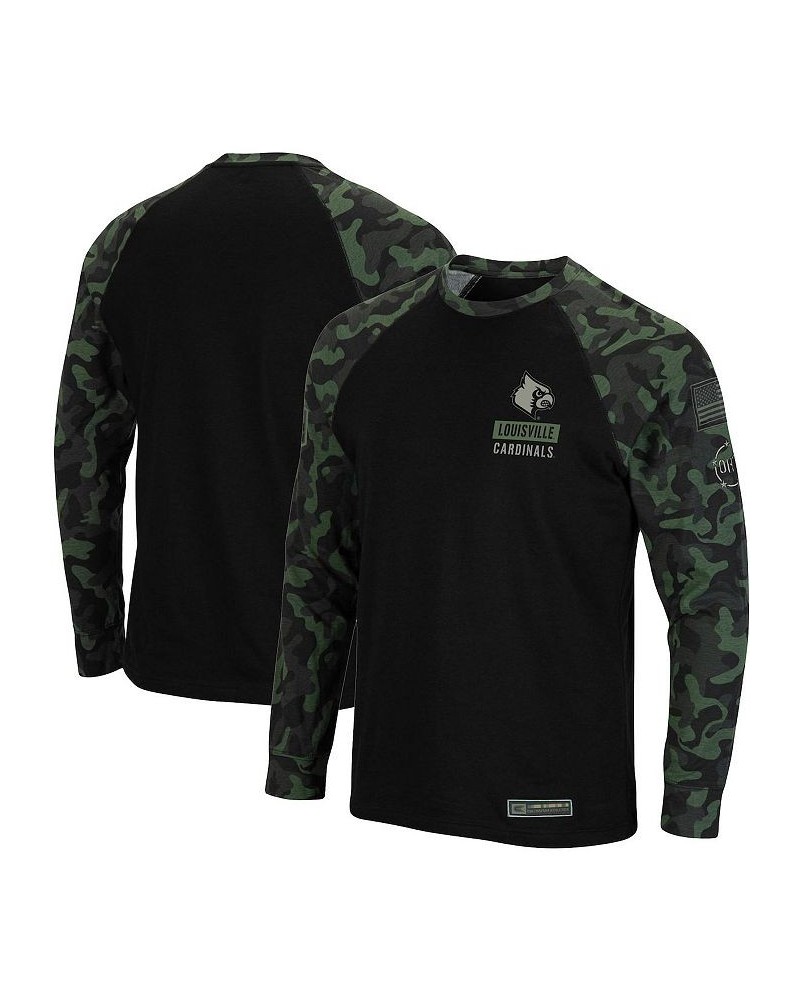 Men's Black Louisville Cardinals OHT Military-Inspired Appreciation Camo Raglan Long Sleeve T-shirt $23.50 T-Shirts