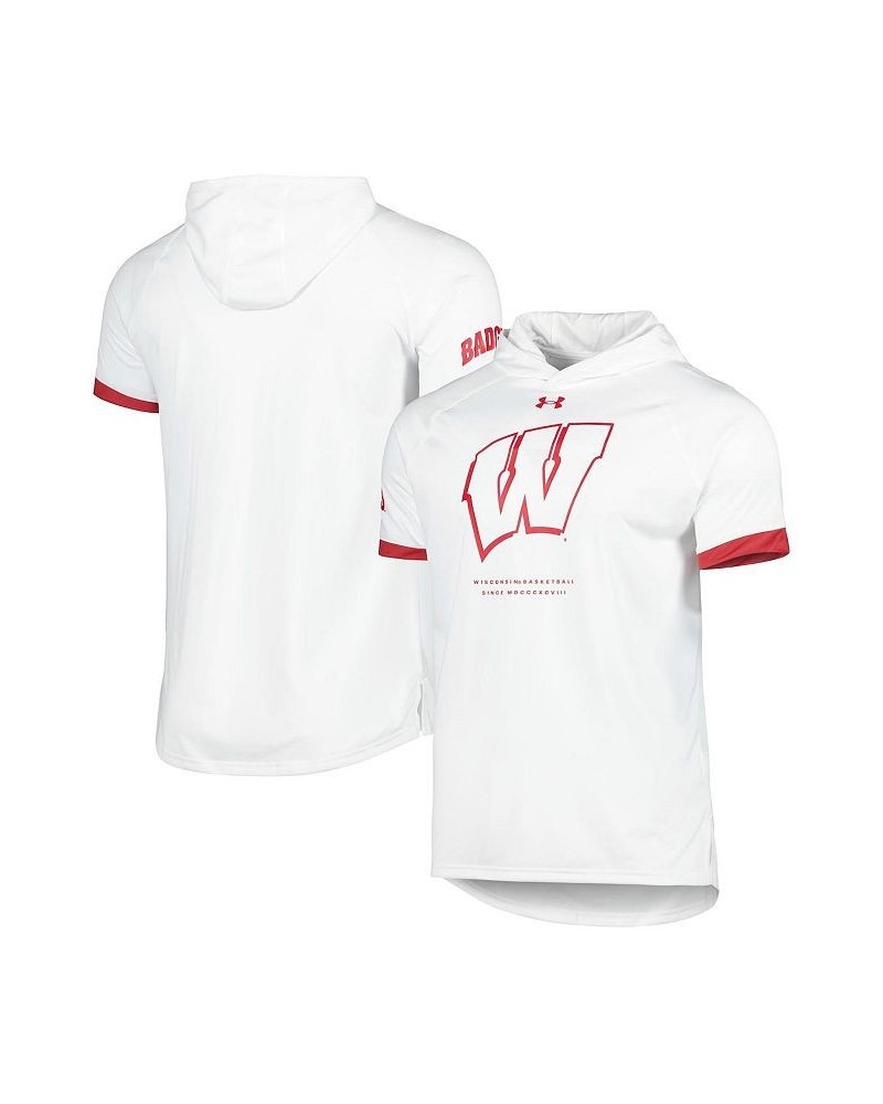 Men's White Wisconsin Badgers On-Court Raglan Hoodie T-shirt $38.70 T-Shirts