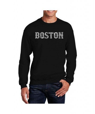 Men's Word Art Boston Neighborhoods Crewneck Sweatshirt Black $25.99 Sweatshirt