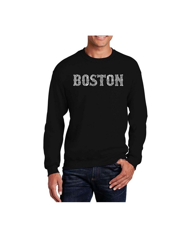 Men's Word Art Boston Neighborhoods Crewneck Sweatshirt Black $25.99 Sweatshirt