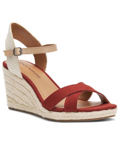 Women's Maeylee Espadrille Wedge Sandals Red $40.05 Shoes