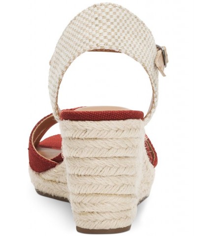 Women's Maeylee Espadrille Wedge Sandals Red $40.05 Shoes