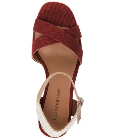 Women's Maeylee Espadrille Wedge Sandals Red $40.05 Shoes