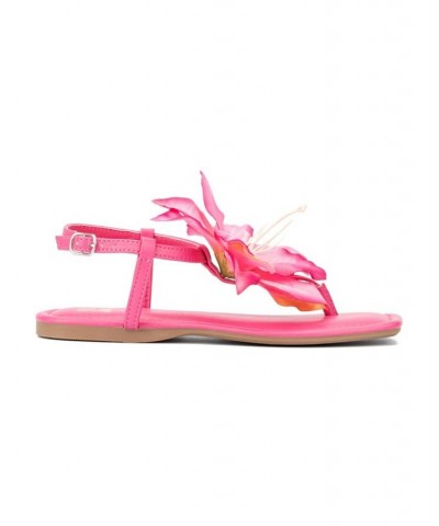 Big Flower Women's T-Strap Sandal Pink $26.98 Shoes