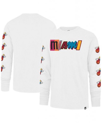 Men's White Miami Heat City Edition Downtown Franklin Long Sleeve T-shirt $23.50 T-Shirts