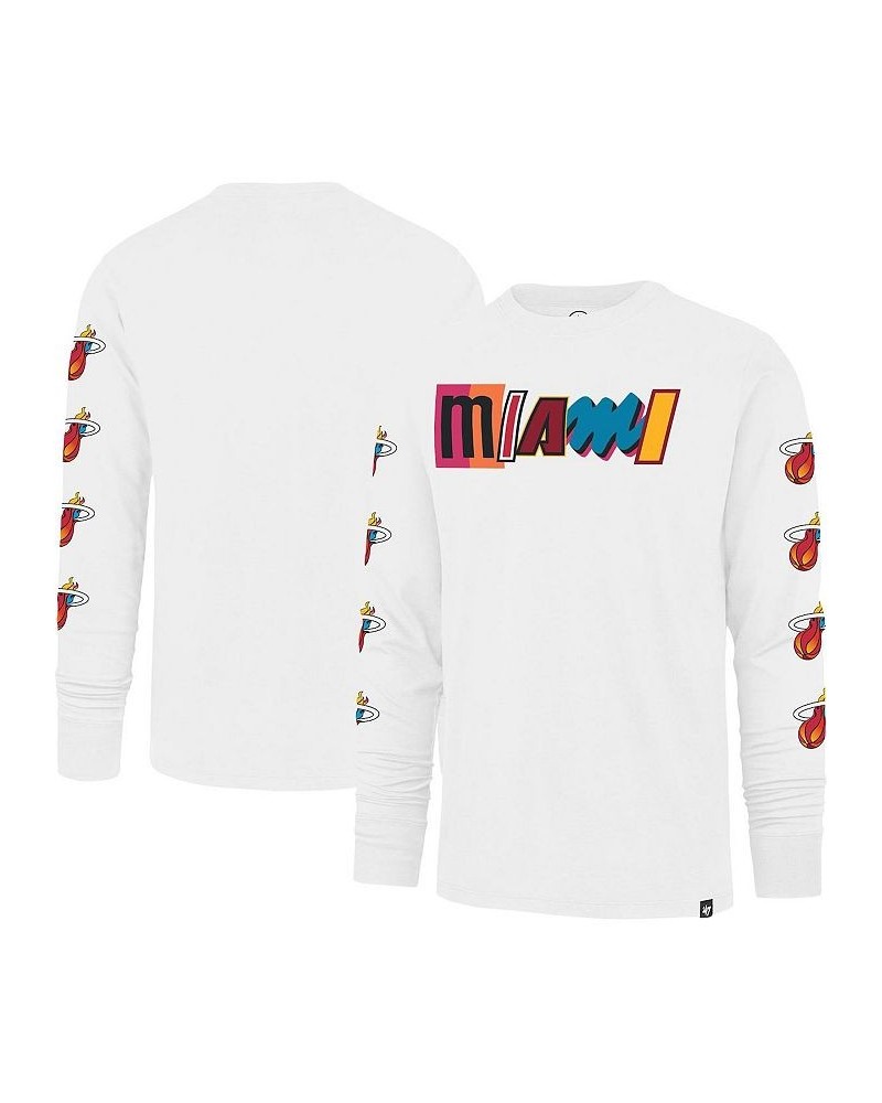 Men's White Miami Heat City Edition Downtown Franklin Long Sleeve T-shirt $23.50 T-Shirts